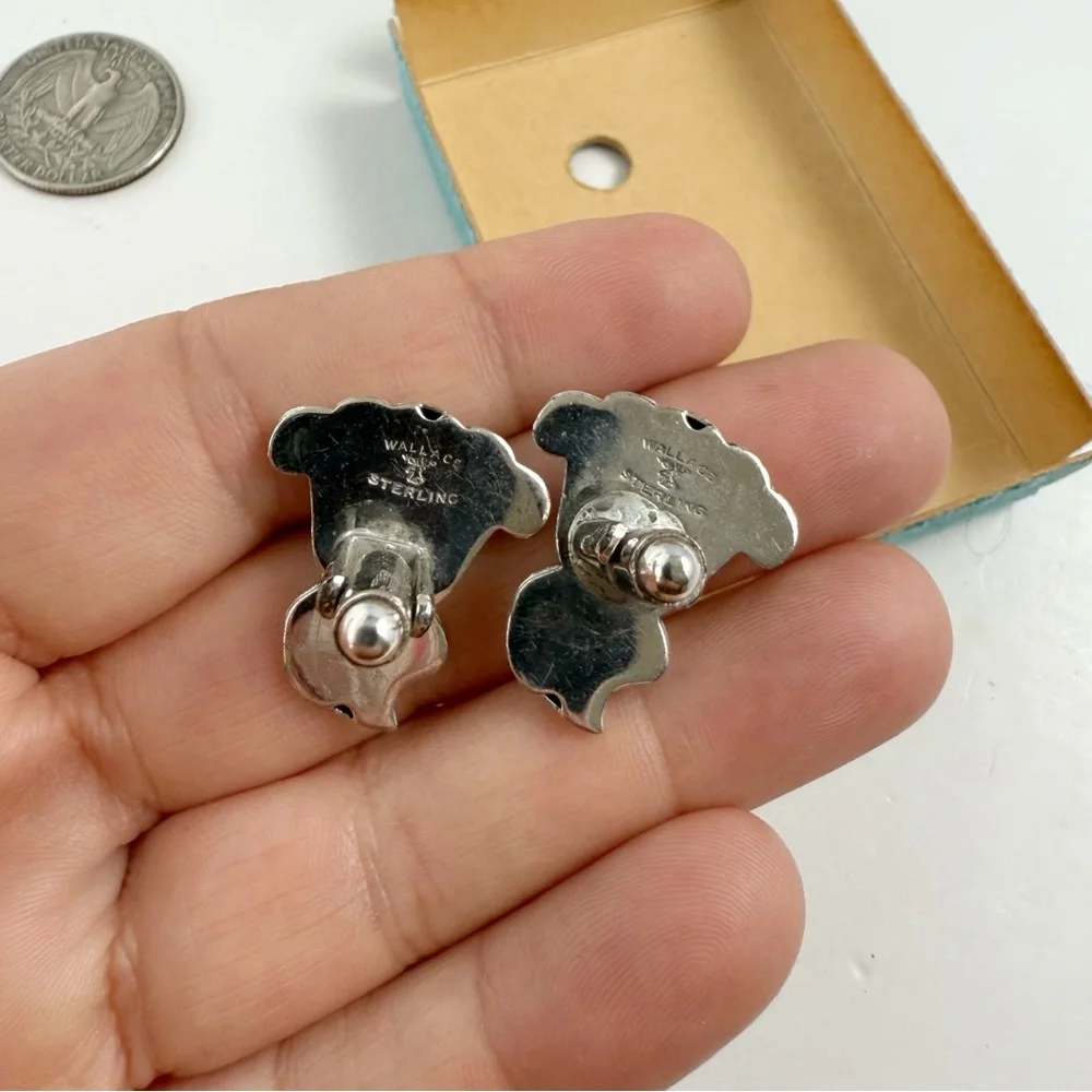 Vintage Wallace Romance of the Sea Sterling Art Nouveau Scroll Silver Cufflinks